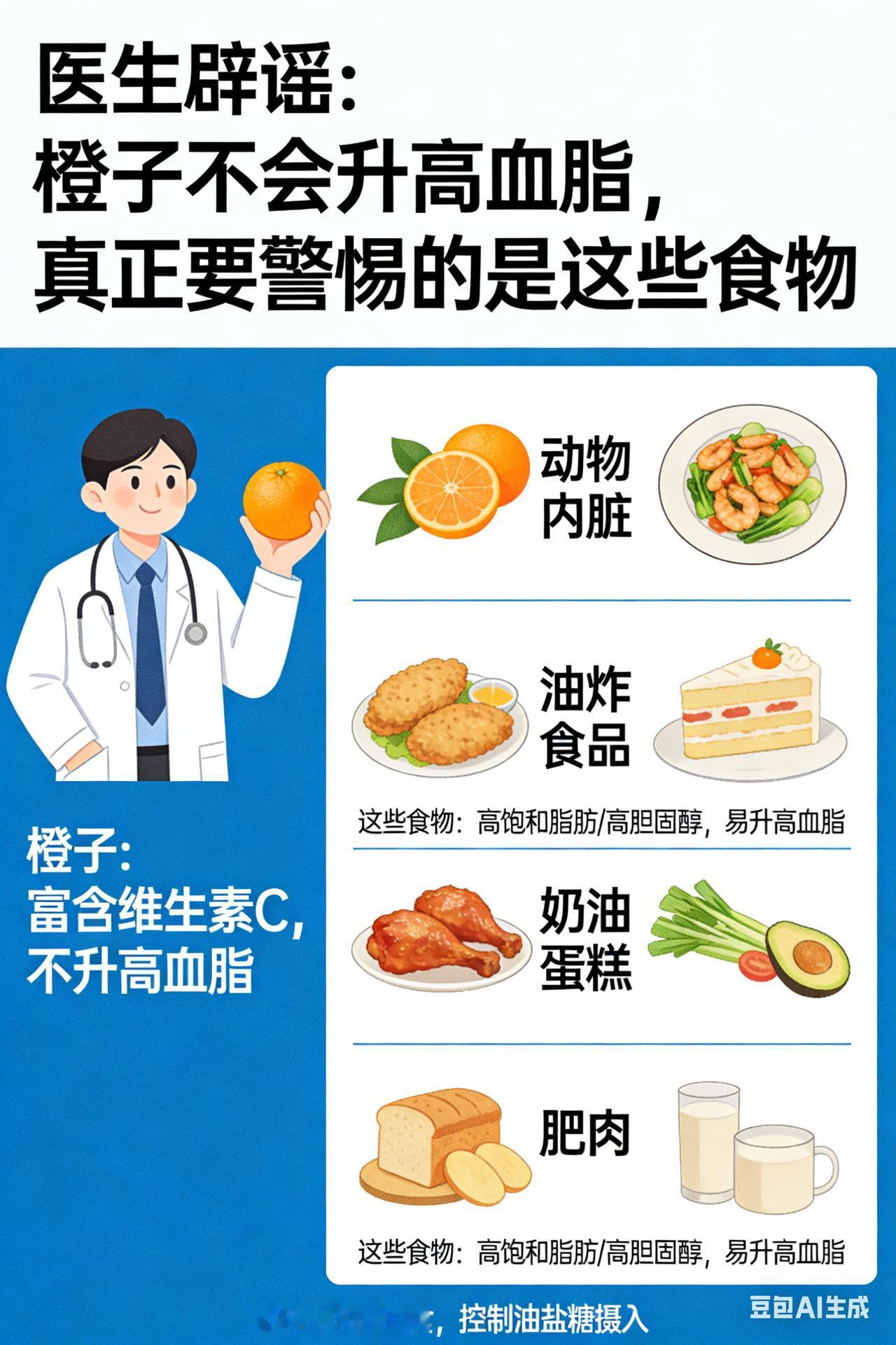 医生辟谣：橙子不会升高血脂，真正要警惕的是这些食物橙子是高血脂的“催命符”？