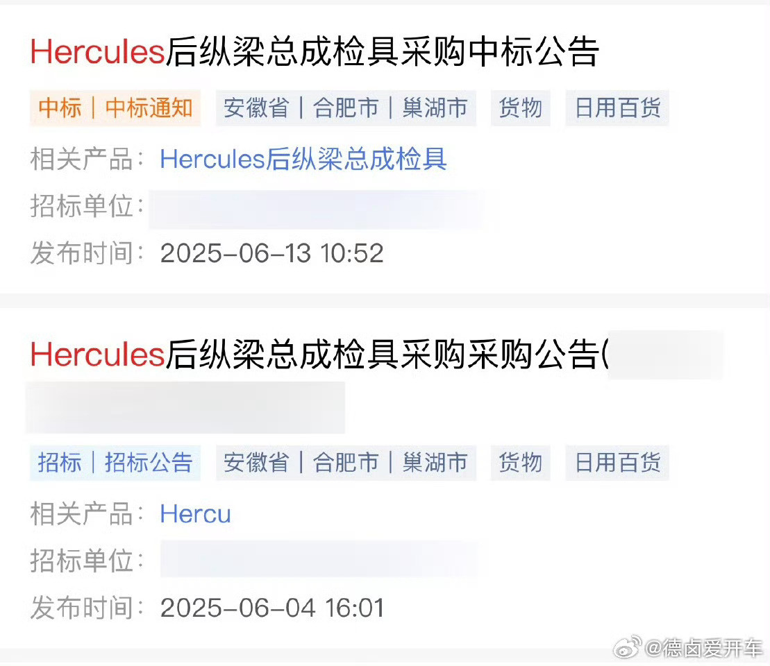 供应链曾经出现过一个Hercules后纵梁总成相关的项目，当时猜测可能是全新ES