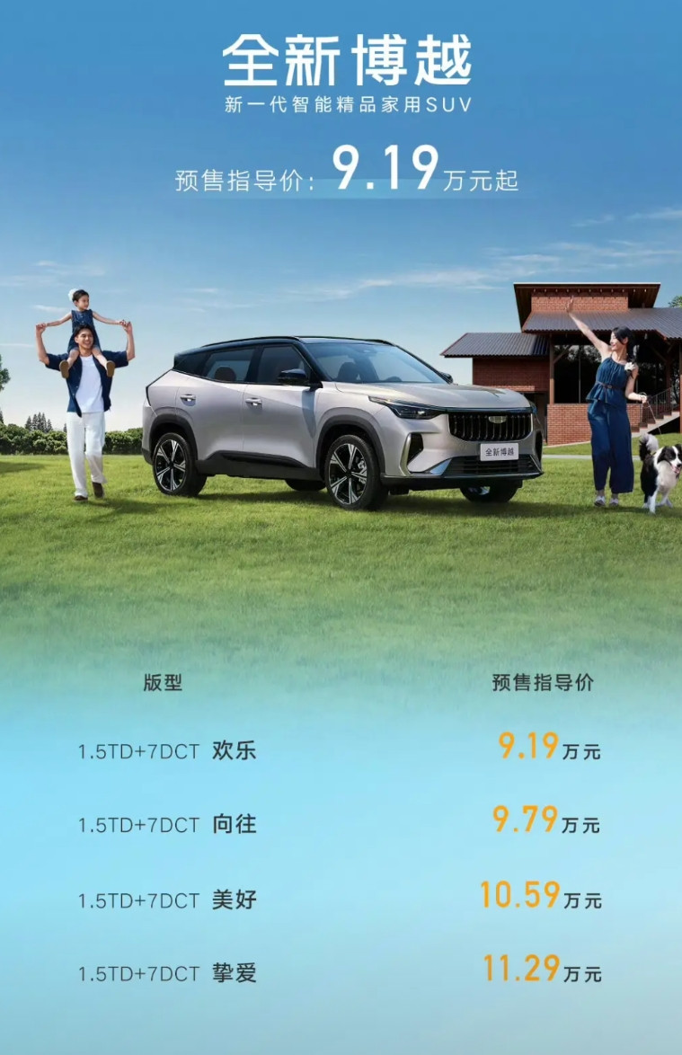 9.19万！吉利这算是扔桌子吗？今天晚上，吉利的新博越价格终于出来了！他