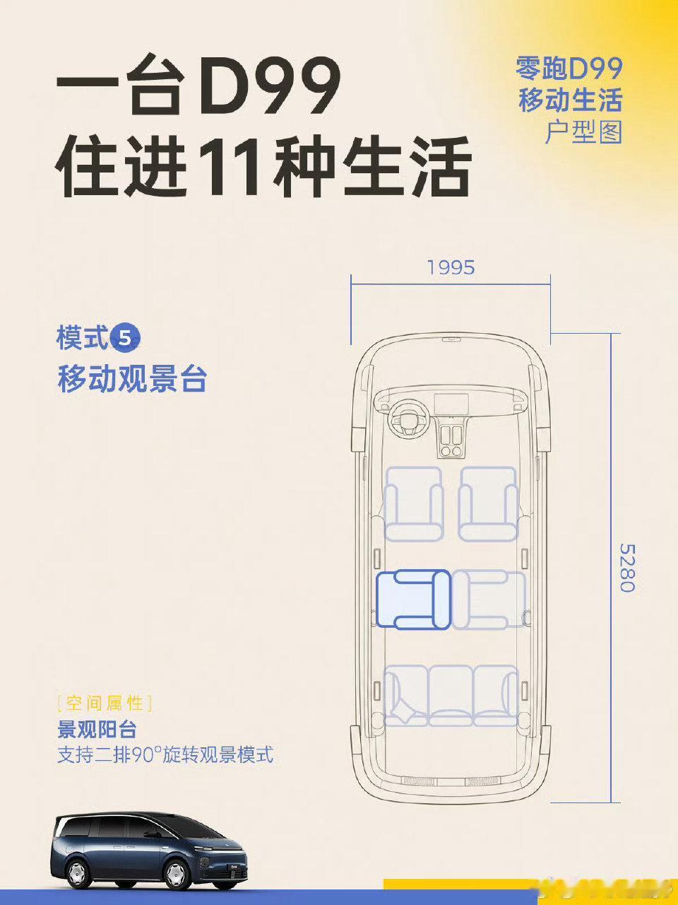 零跑D99还做了自己的户型图，以后车子都不叫车子，就是你的另外一个家！它巧