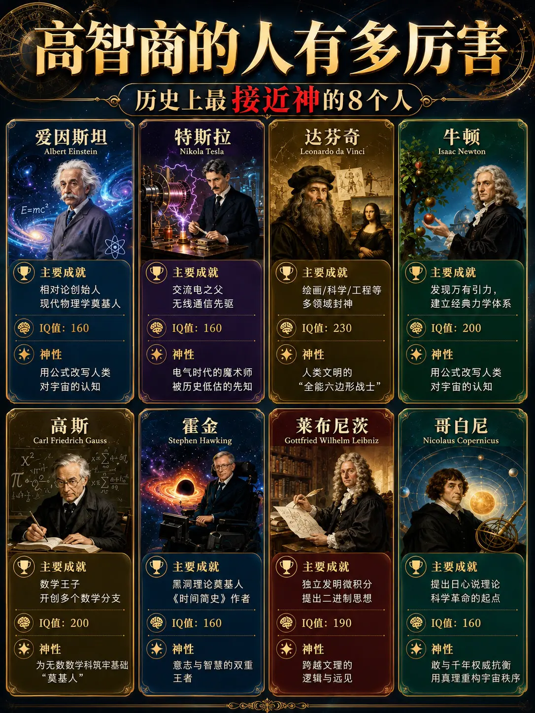历史上最接近神的8个人。高智商的人有多厉害？历史上最接近神的8个人。
