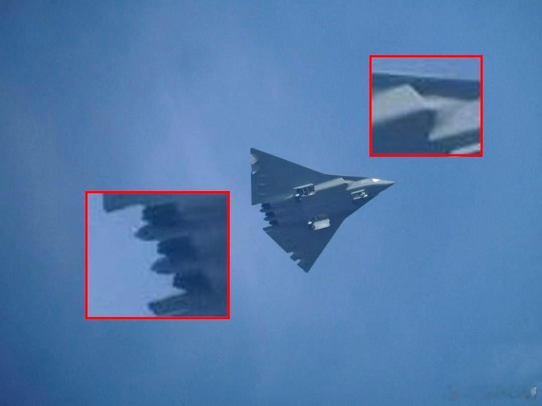 歼36二号机再次试飞，这次的二元矢量喷管和DSI进气道更清晰了从最近的试飞看，二