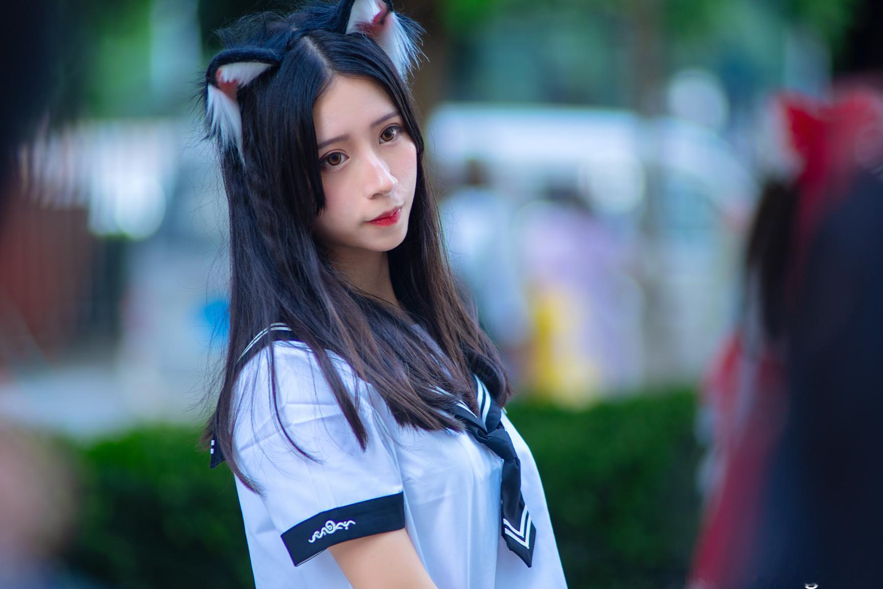 猎人拍漫展漫展分享版(旧库存图)猫耳JK摄影后期：聆听猎人