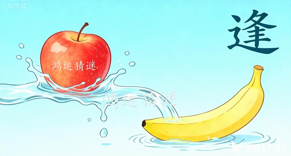 谐音猜四字成语；图中图文又并茂；苹果下面就是水；一根香蕉和逢字；图文并茂