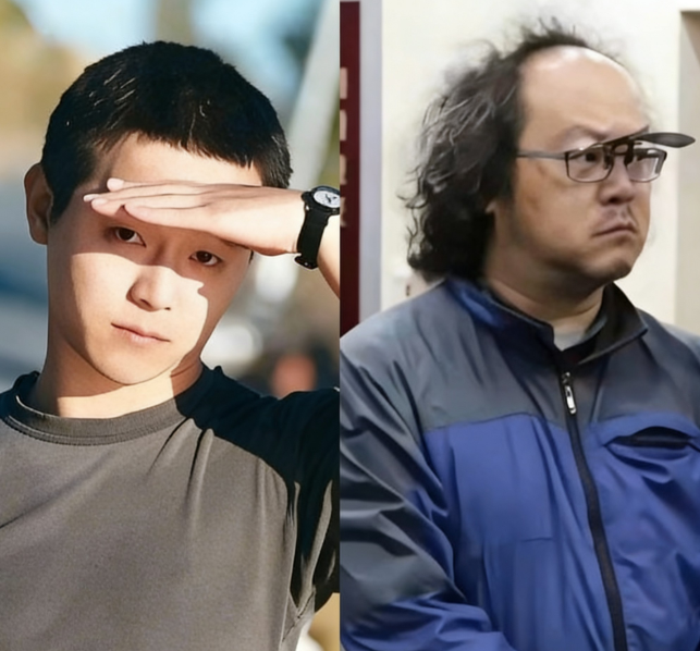 网友问窦靖童:“你爸爸年轻的时候这么帅气，为什么现在头发都快秃光了？”窦靖童说: