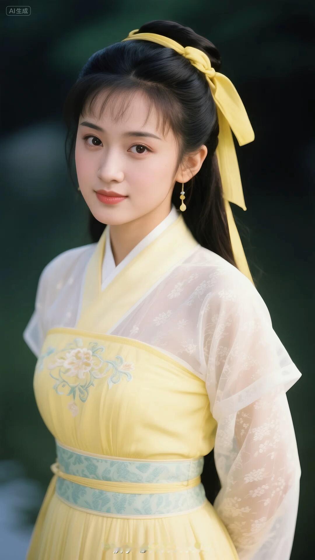 古风少女，一袭黄衣，温婉动人。