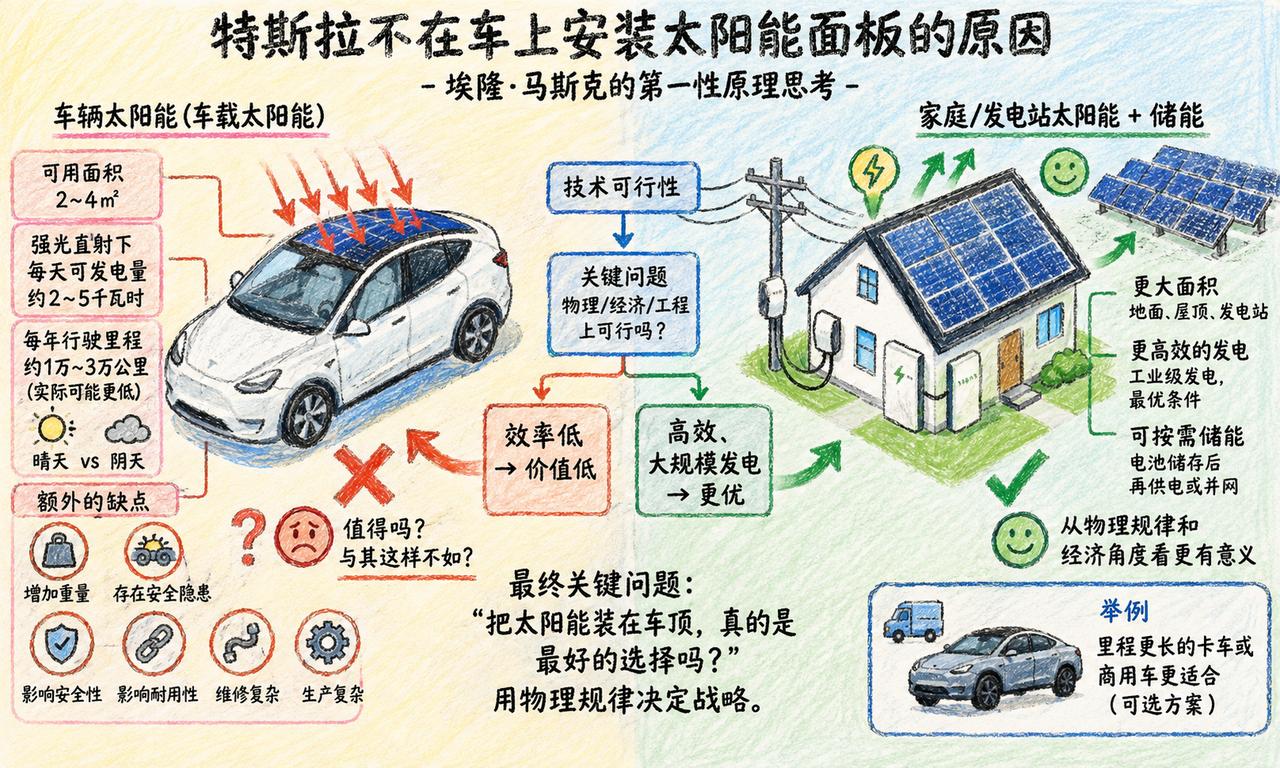 特斯拉为啥不给电车装太阳能顶棚？你以为是技术不够，其实是马斯克把这笔账算明白