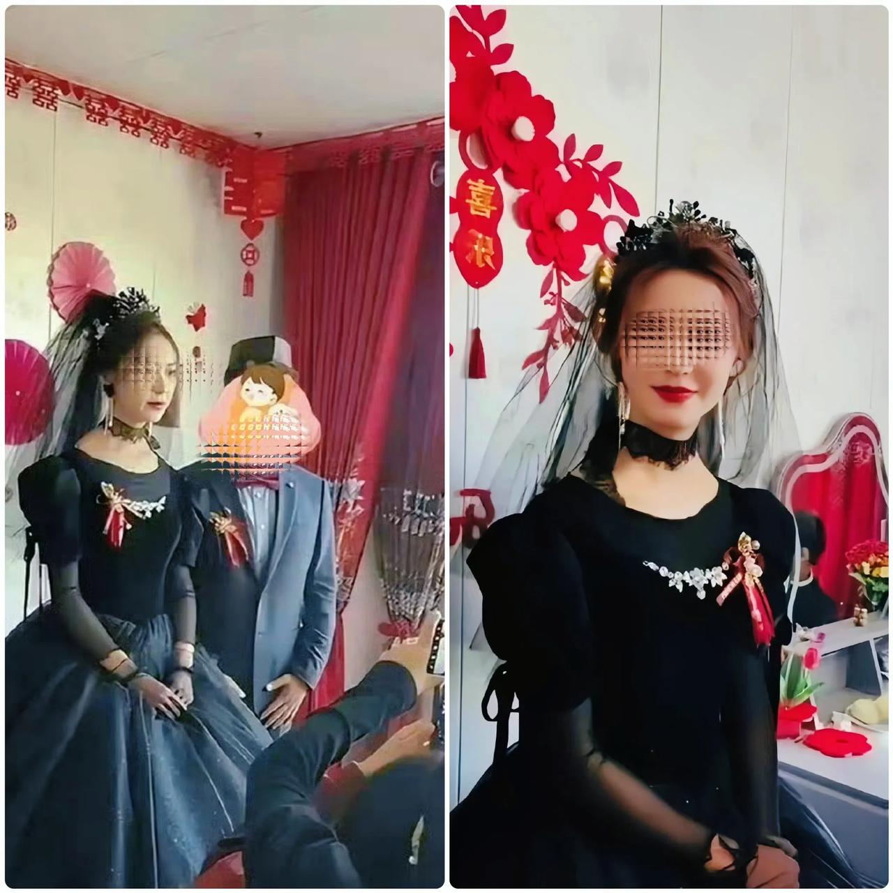 太绝了！甘肃新娘这波操作直接把婚礼玩出新高度！一袭黑色婚纱一出场就镇住全场，