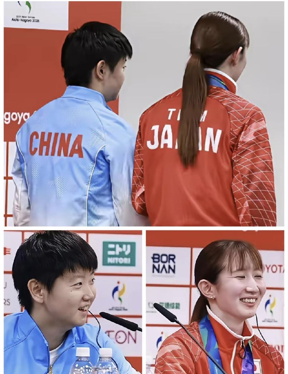 有莎莎的地方，外协都很开心。看莎莎赛后采访，旁边坐着张本美和、早田希娜。当聊到