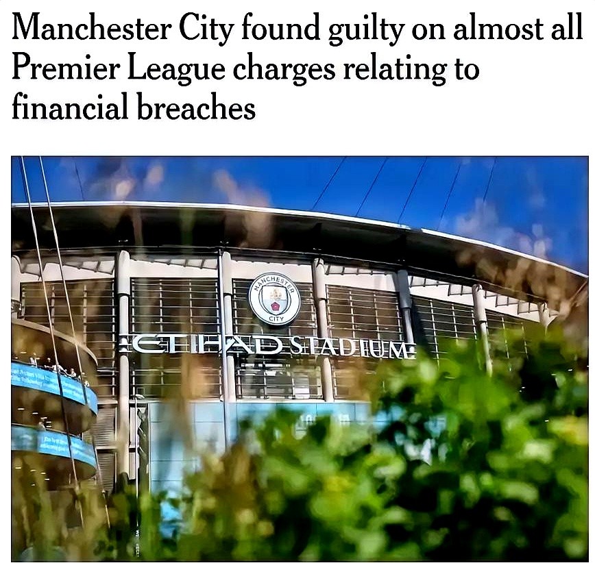 115项指控实锤了114项。曼城不仅三座英超奖杯面临褫夺，还可能被直接踹进英冠。阿森纳、曼联、利物浦