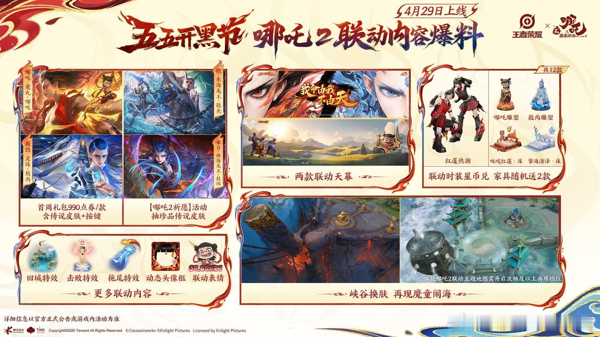 王者荣耀王者哪吒2联动版本爆料4款新皮肤，你最想拿下的是谁？！