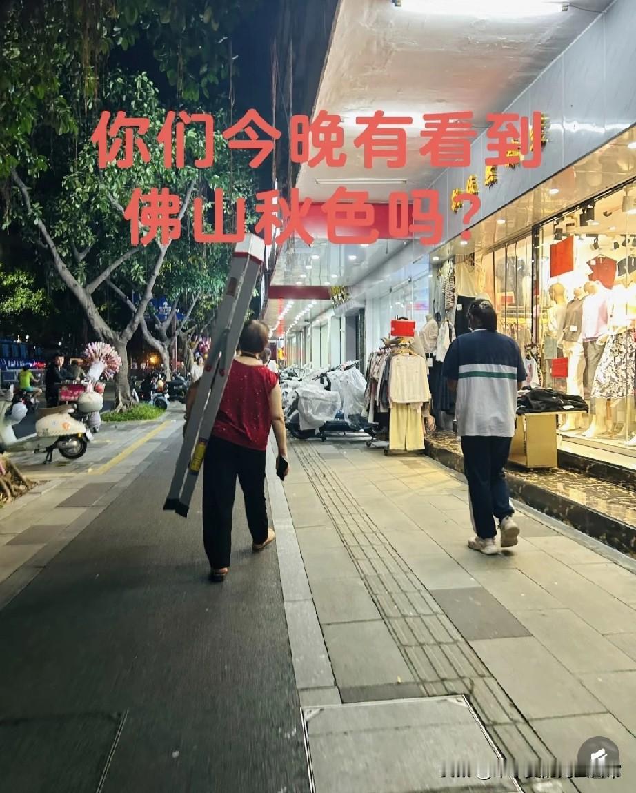 80岁啊婆为了看秋色！昨晚佛山秋色巡游现场，一位80岁阿婆扛着梯子挤入人潮