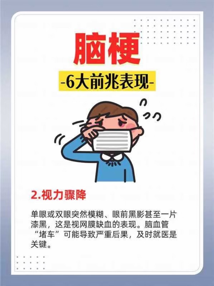 救命提醒！脑梗6大前兆，出现马上去医院！别以为脑梗离你很远！这些突然出现的“小症