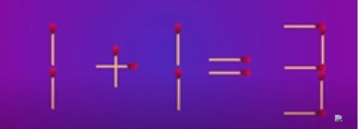 看！这道火柴棒谜题里，“1+1=3”不成立。现在挑战来了：仅移动1