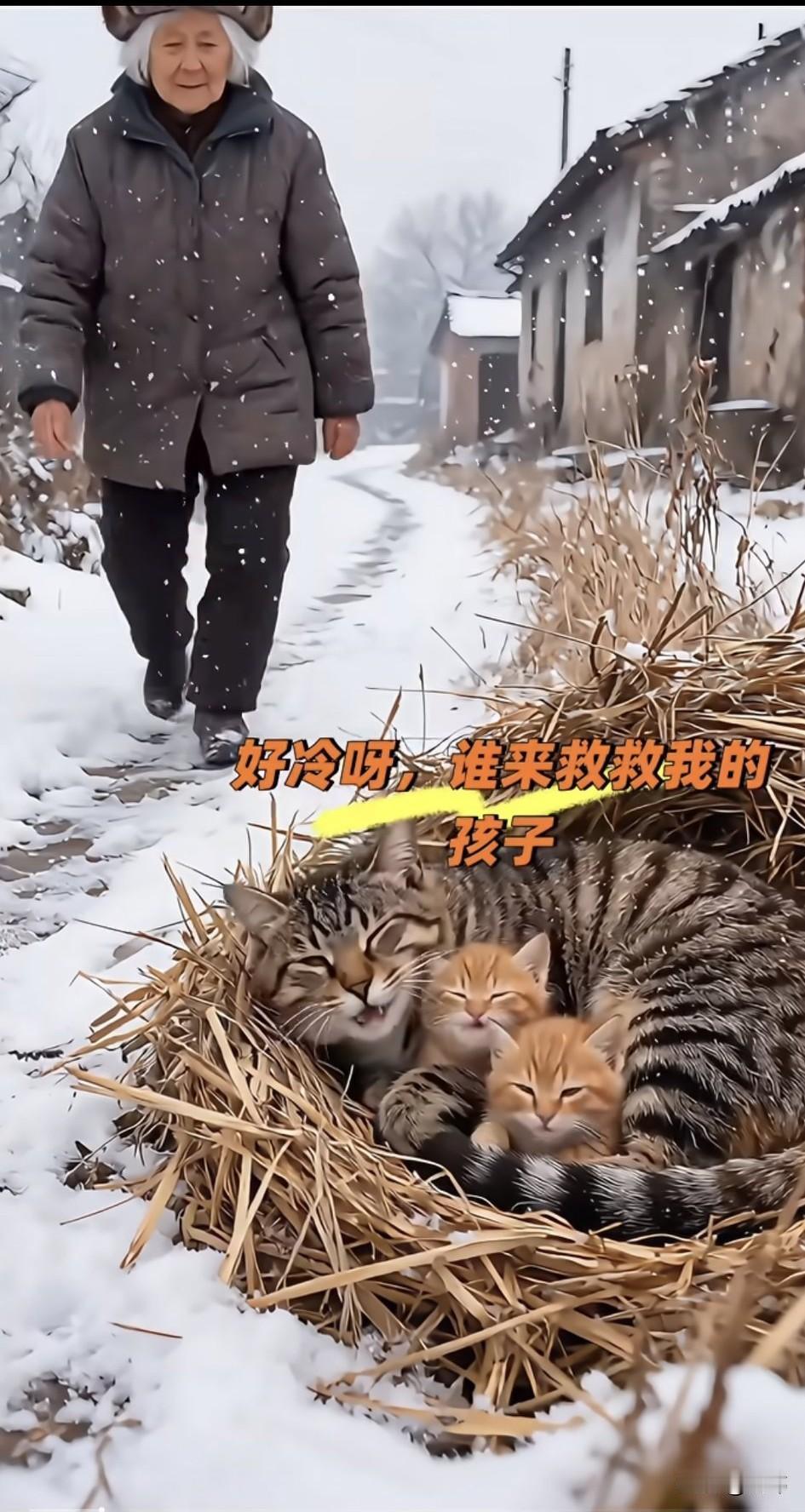 一位老奶奶生活在一个小山村里，最近她们那下起了大雪，满山遍野都被大雪覆盖，这天一