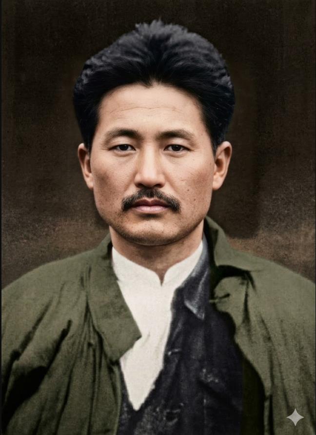 这张照片，是方志敏1935年被俘后敌人拍摄的。照片中方志敏衣衫破旧、身形清瘦，身