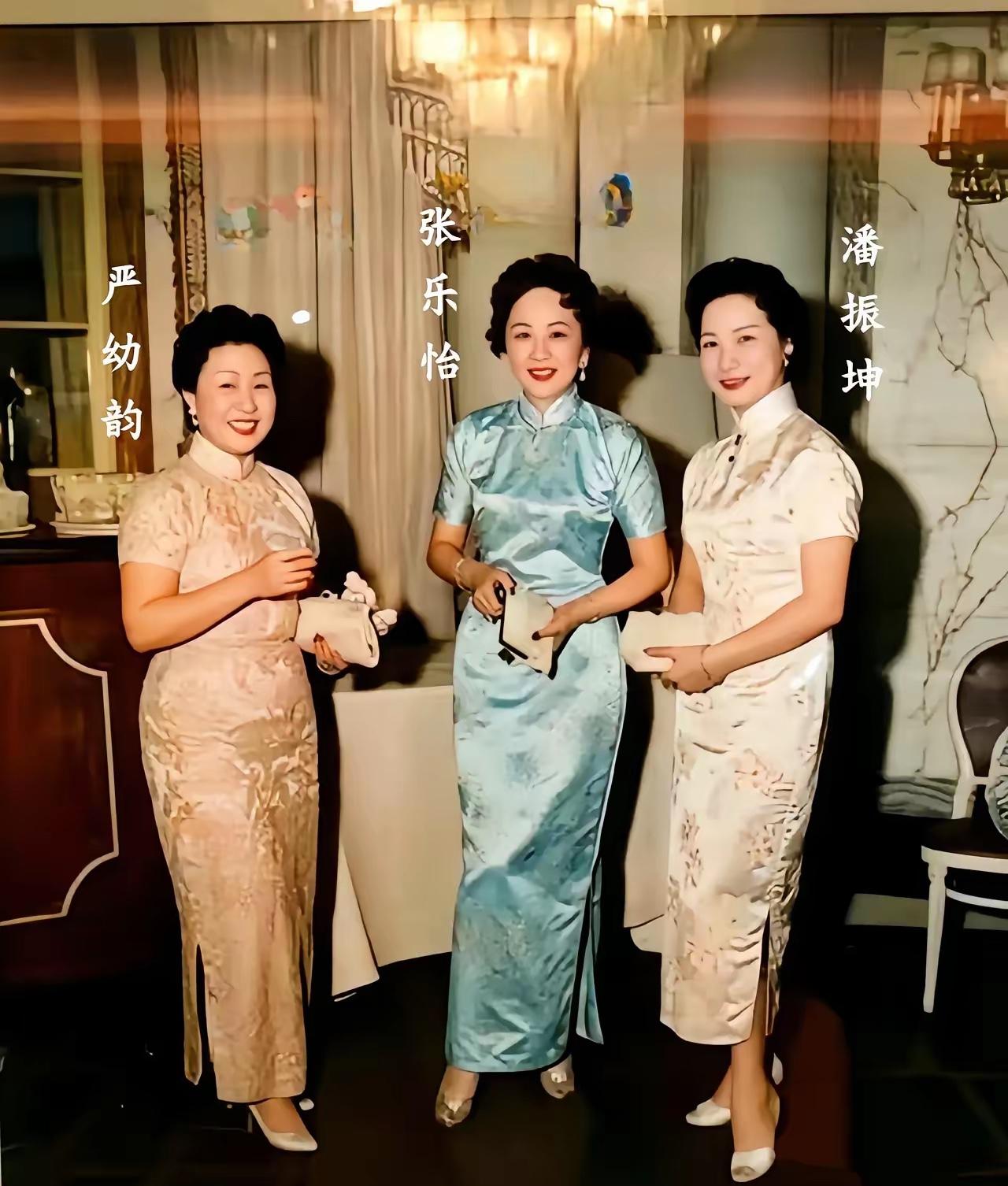 这是严幼韵和张乐怡，以及潘振坤的真实合影，这可不是演员扮演的，三位豪门名媛的颜值