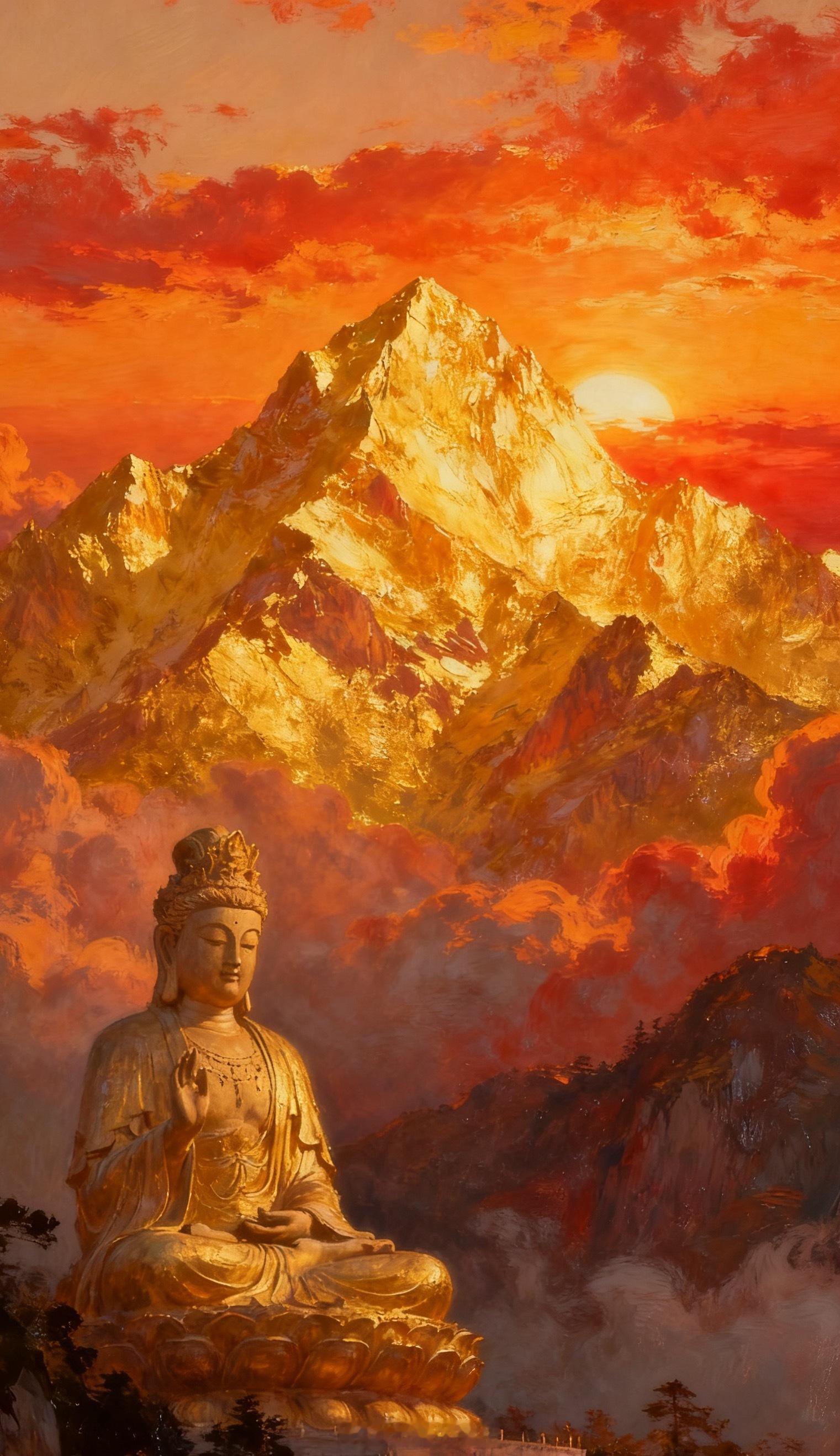 刷到这里不是偶然，是你的福报在发力，转赞许愿，收下这份菩萨的祝福，日照金山，云开