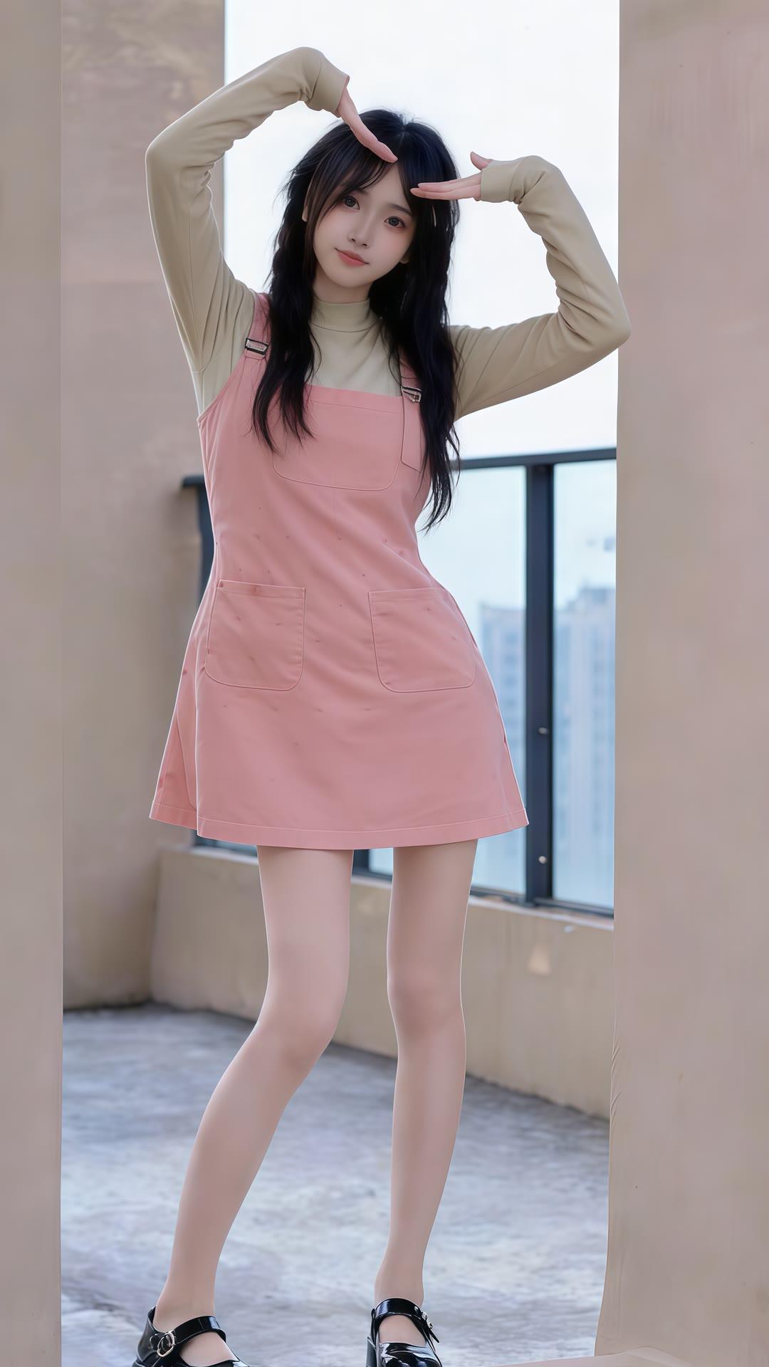 少女心爆棚的粉色背带裙，元气满满！💖✨