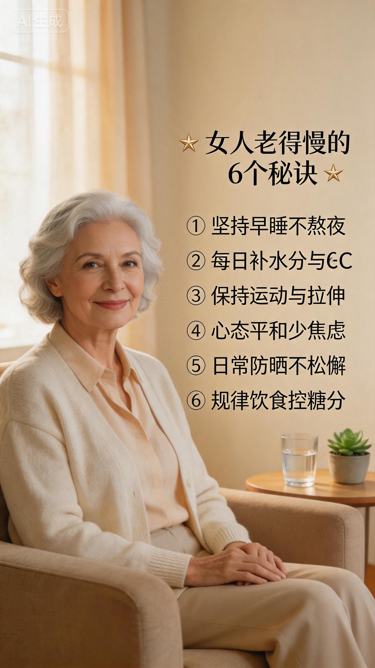 女人老得慢的秘诀，记住这六条，坚持做比同龄人年轻好几岁你有没有发现，同样年纪