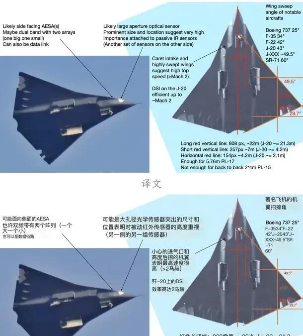 外媒对J-36战机尺寸进行测算认为：弹仓长度达7米，远大于J20的4.2米，可挂