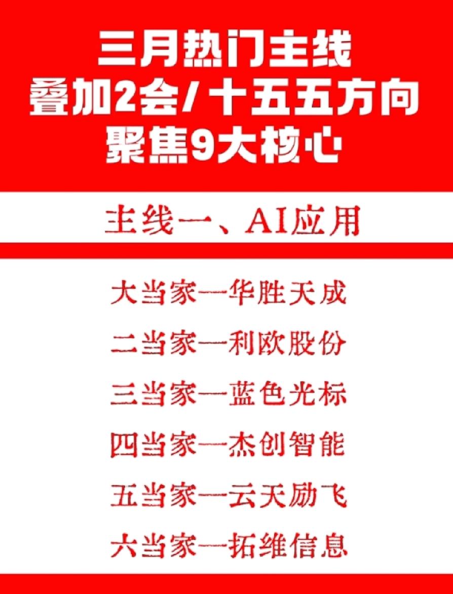 三月A股主线已就位！叠加两会+“十五五”规划风口，9大核心赛道强势领跑，龙头股名