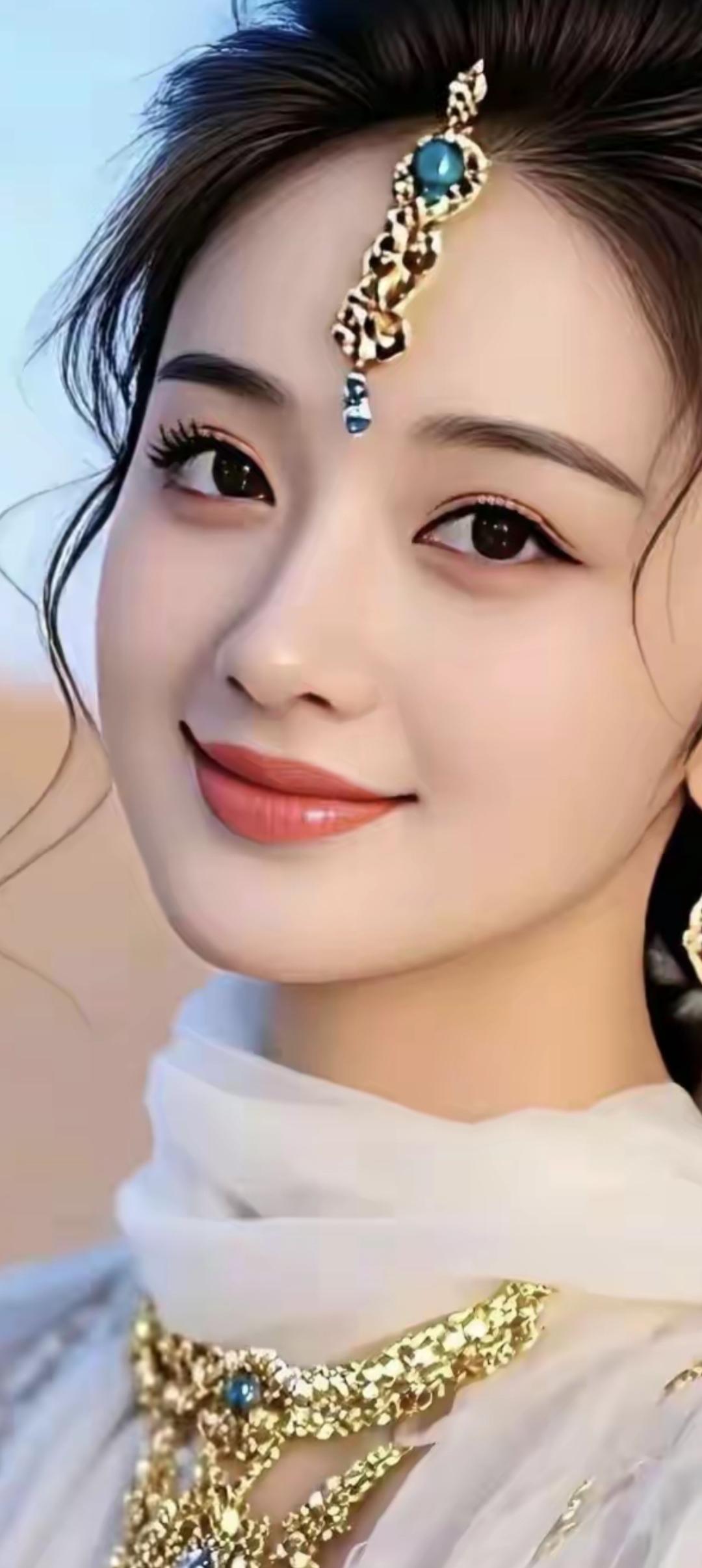 梦幻古风妆，蓝宝石发饰，尽显东方韵味