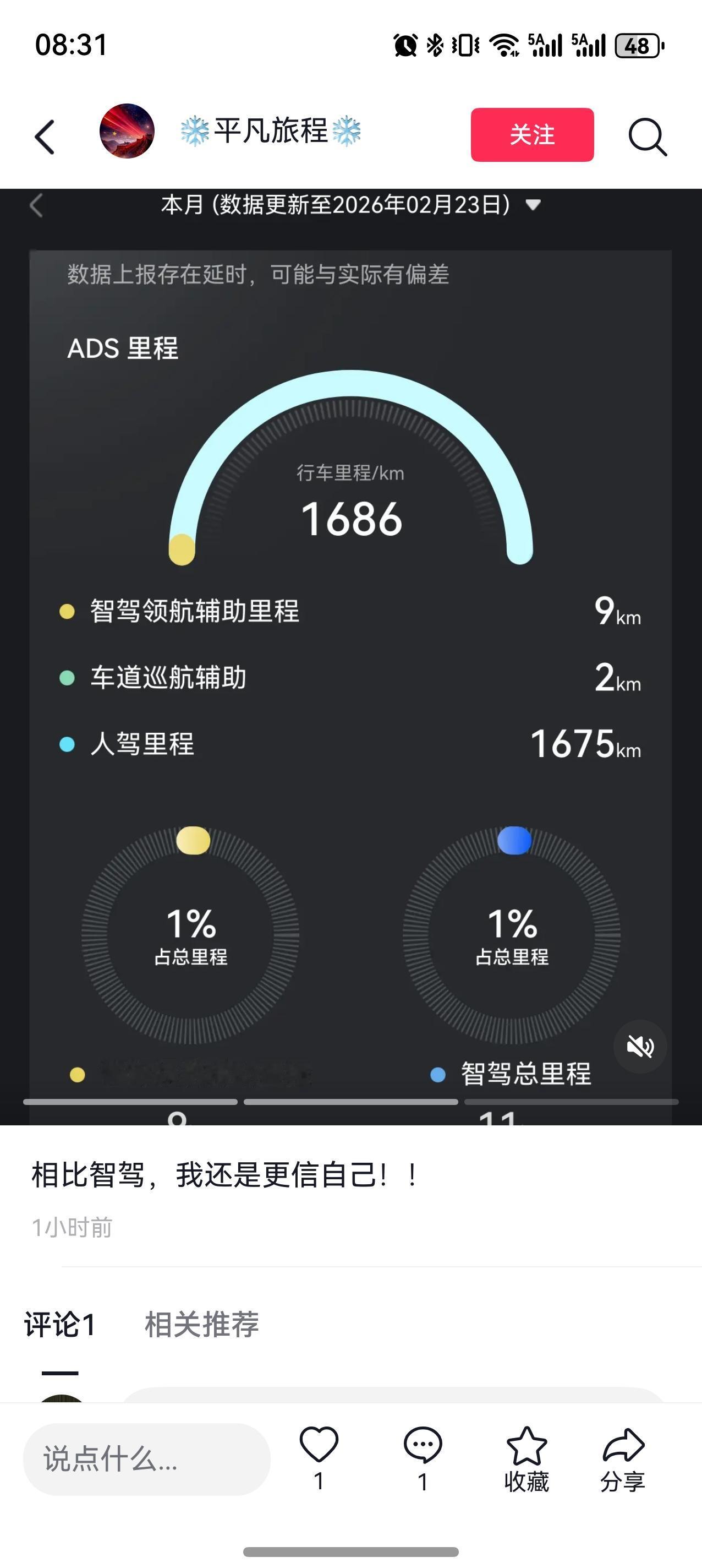 看到了两个极端的鸿蒙智行车主，一个只相信自己，几乎完全不用智驾；一个非常相信智驾
