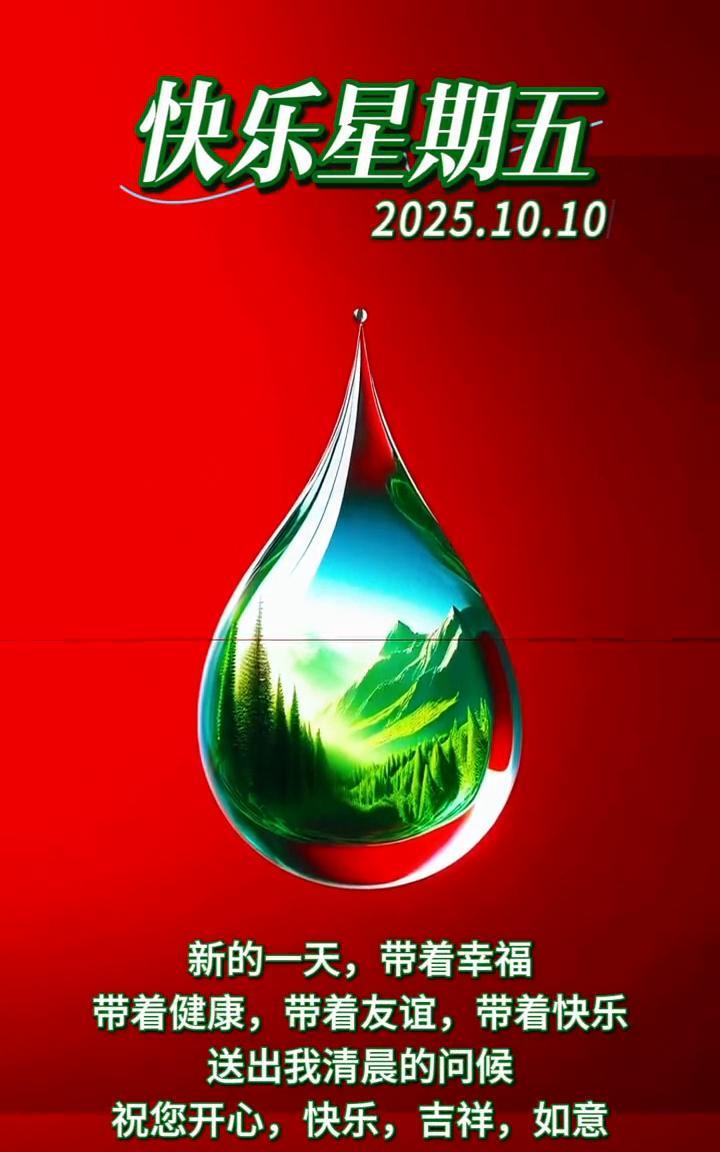 快乐星期五。新的一天，带着幸福、带着健康、带着友谊、带着快乐，送出我清晨的问候