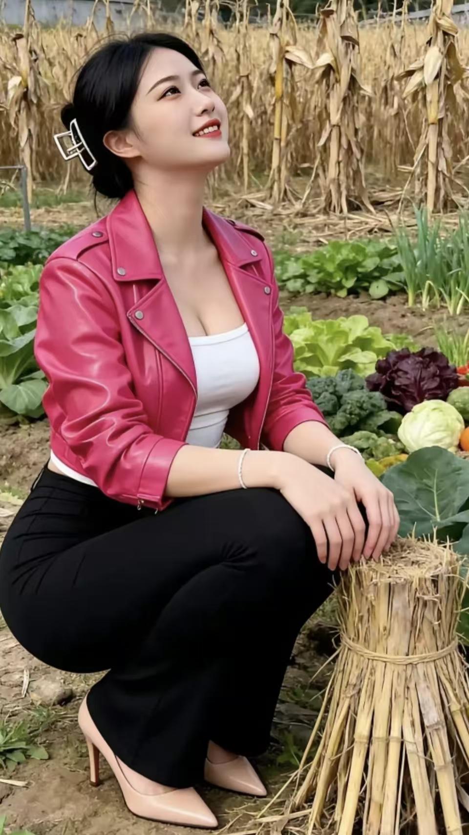 清江引·村姑种菜姑娘不恋城郭闹，村野青苗绕。园中翠色娇，心血风中耗，还