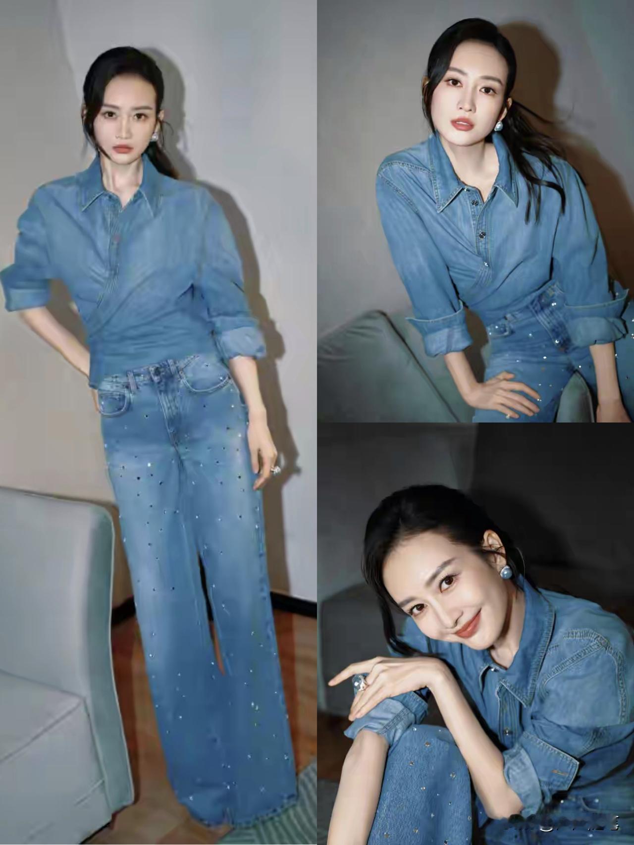 牛仔女神王鸥，酷爱牛仔裤。