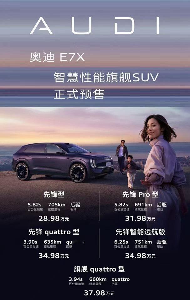 【奥迪E7X预售发布，哪款更值得买？】刚从奥迪E7X预售发布会出来，和大家捋一捋
