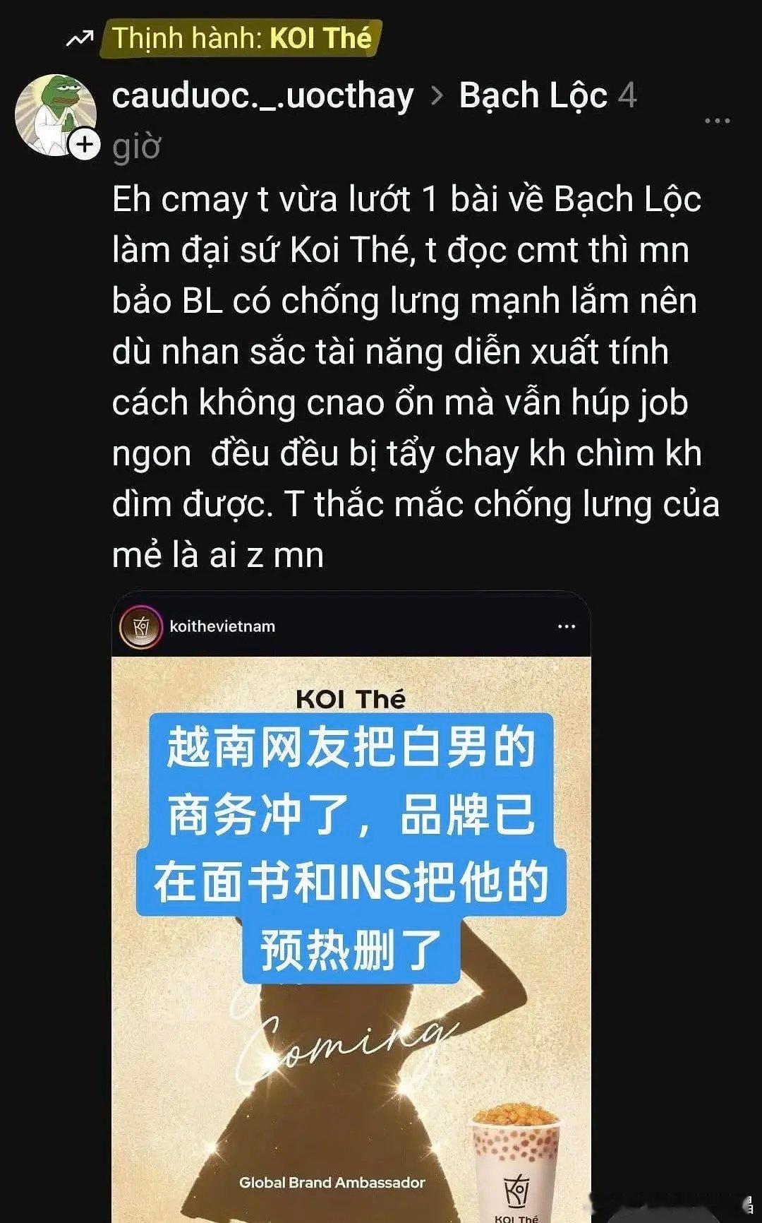 越南网友真猛，把老鹿的商务冲了，品牌方删了老鹿的外网代言预热