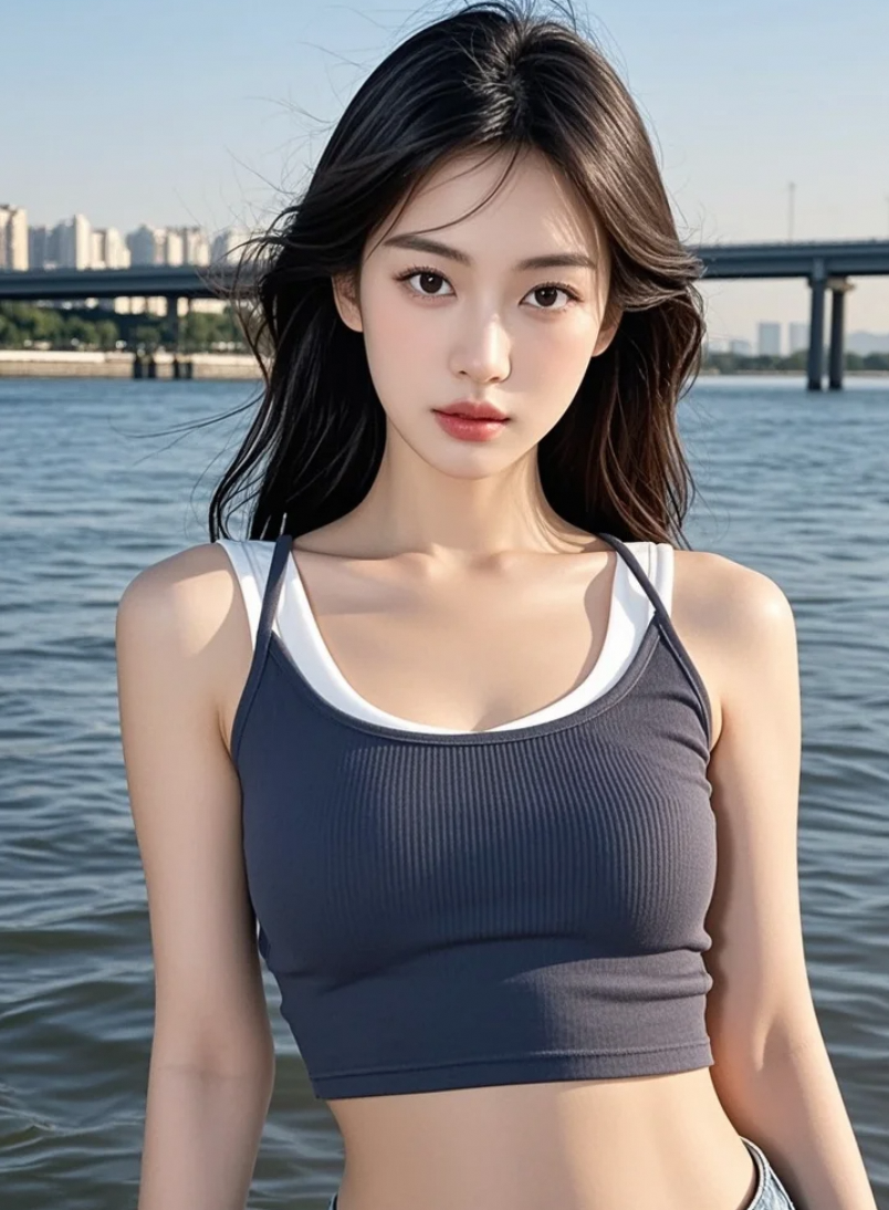 慵懒短袖裹美人美女发梢滴着温柔