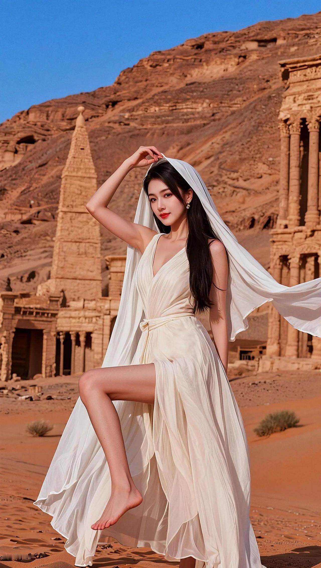 颜值写真千年等一回古风摄影沙漠拍照西域风情