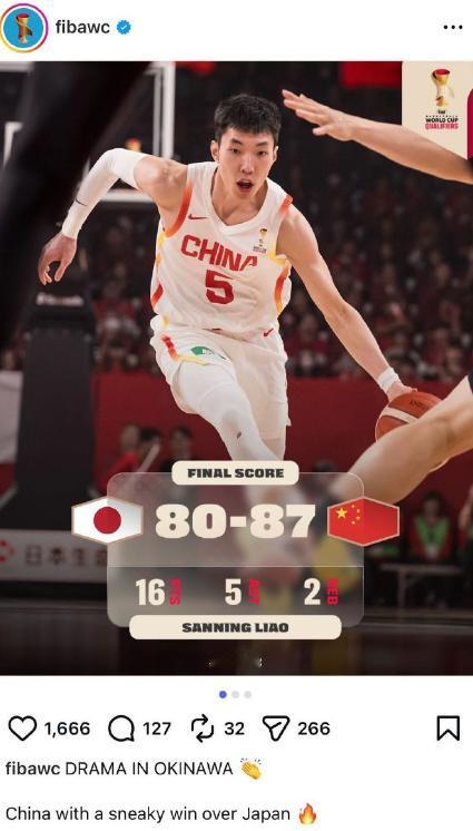 真就是演都不演了。所以裁判是带着任务去的。昨晚，中国男篮以87比80击败了日