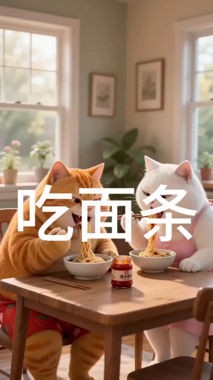 吃面条。