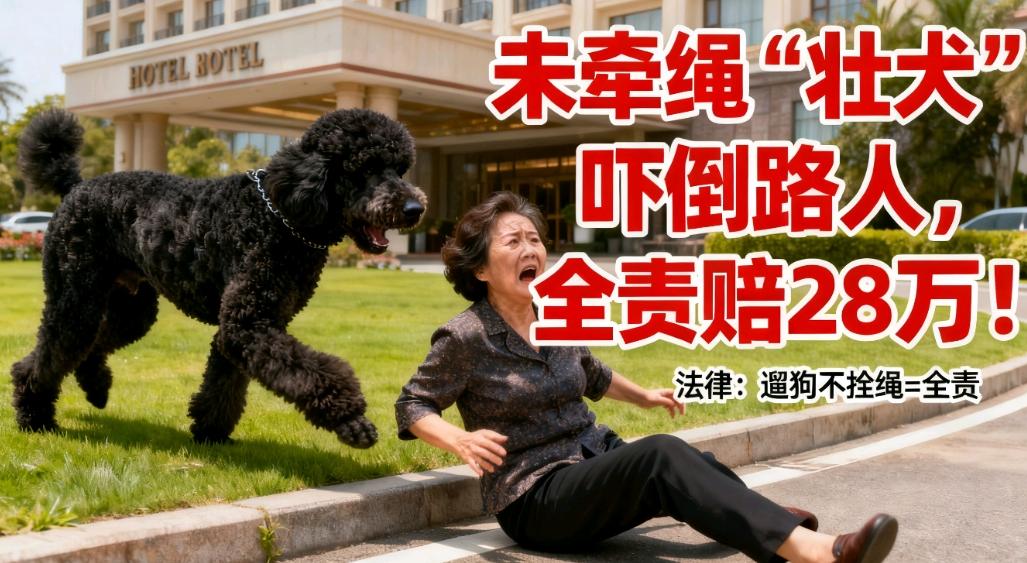 离大谱！遛狗不拴绳吓倒阿姨，赔28万！狗主人狡辩：是地太滑！网友怒了：装啥？