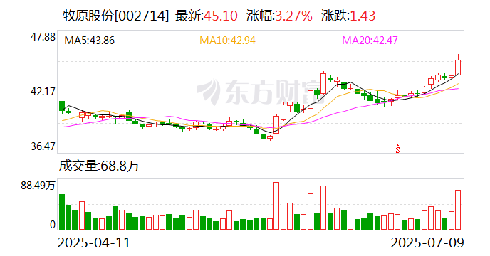 养殖成本再度下降 牧原股份上半年业绩同比预增超11倍