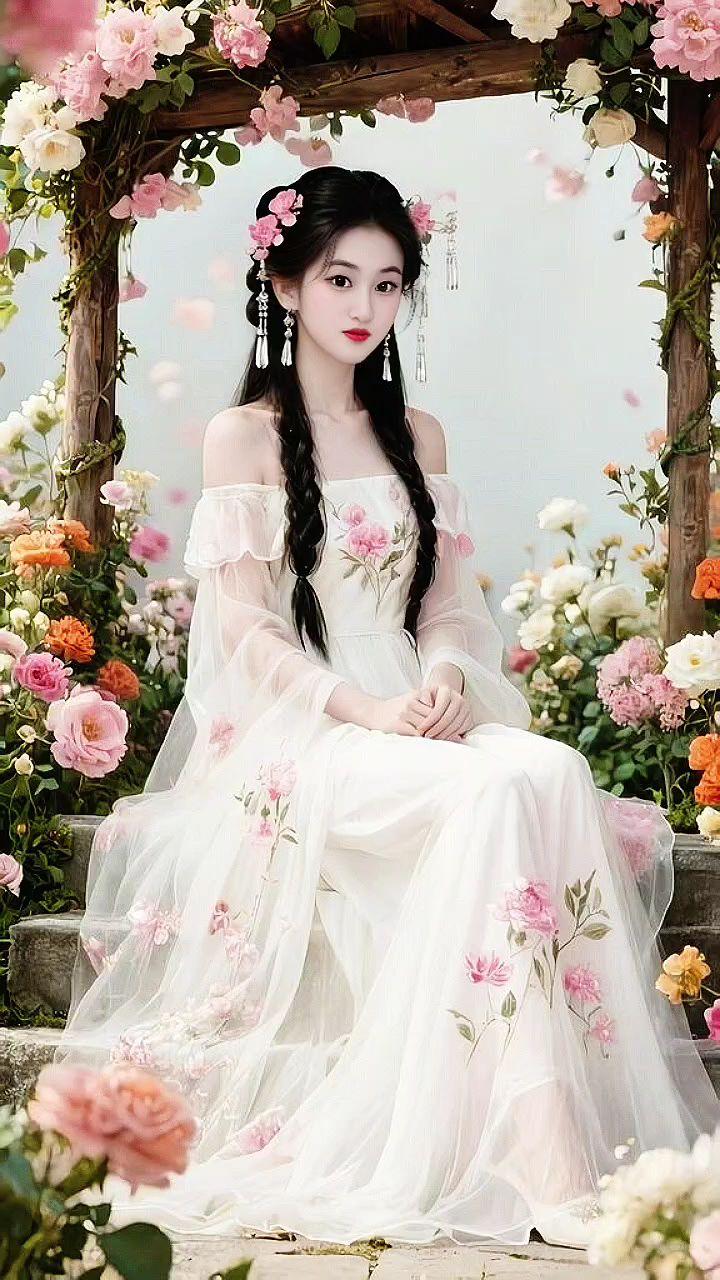 漢服與花藝古风花神穿着汉服去赏花氛围感拉满汉服之美在华夏