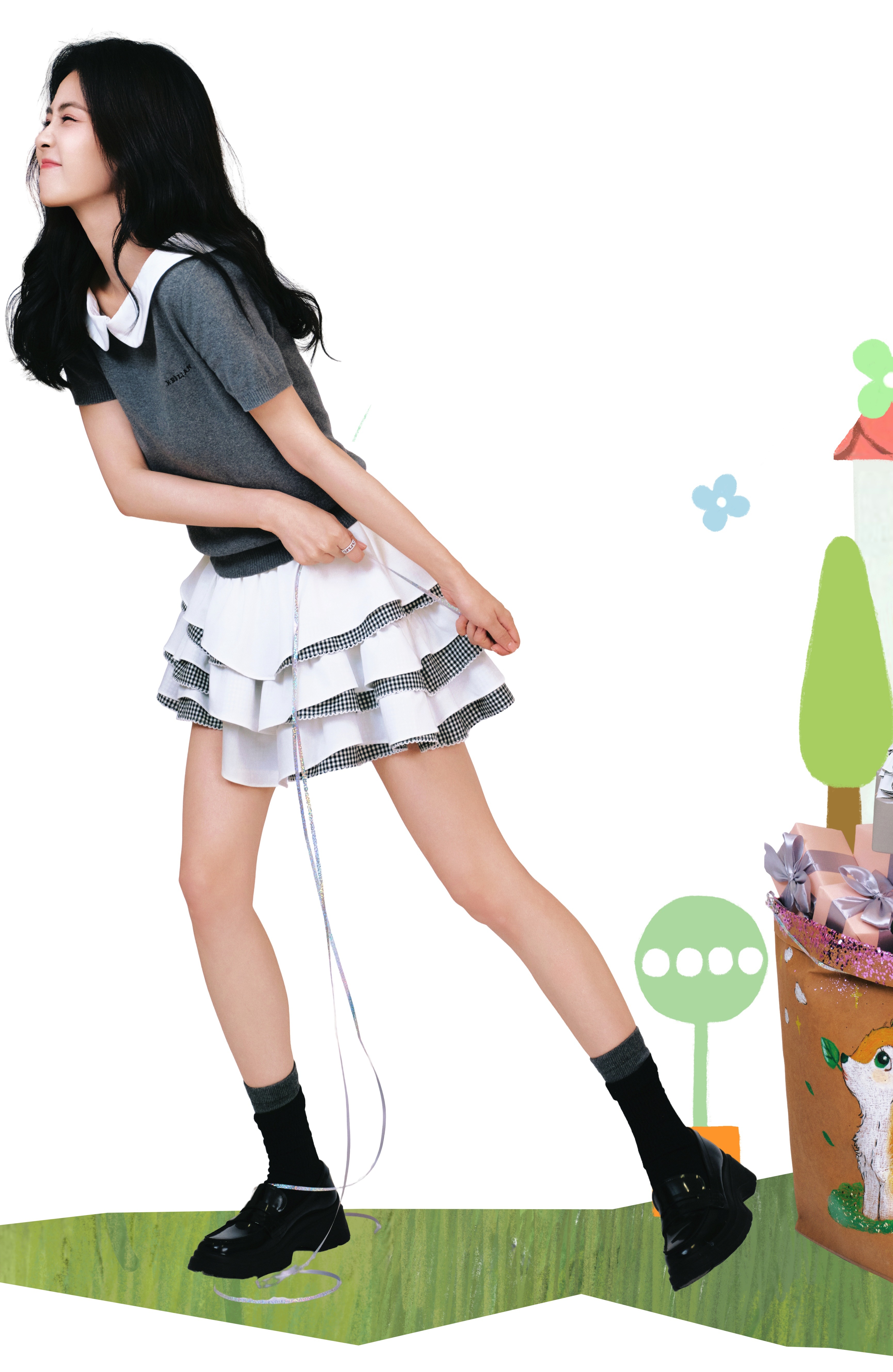 白鹿张真源跳了nobatidao9白鹿白鹿百褶裙大长腿小黑袜乐福鞋好青春