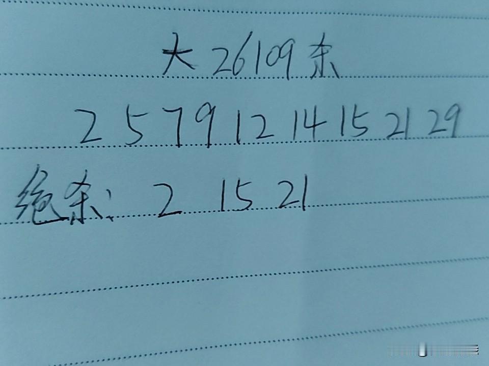 大乐透26109期排码（错1一2码）02、05、07、09、12、14、15、