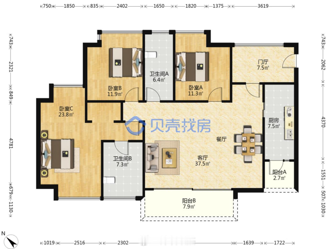 南山华润城润府二期150平1B1801，1580万成交，单价10.5万。这套房子