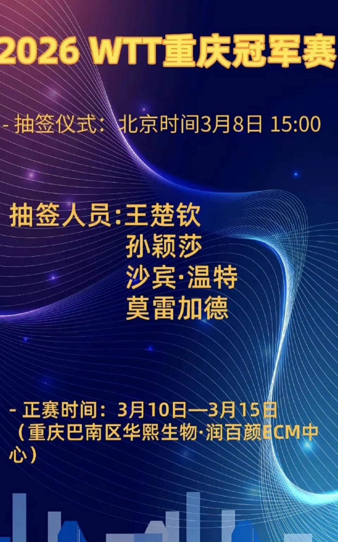 重庆冠军赛抽签人员网上出来了两个版本，不管什么版本，男女世一不变，其他爱谁谁[偷