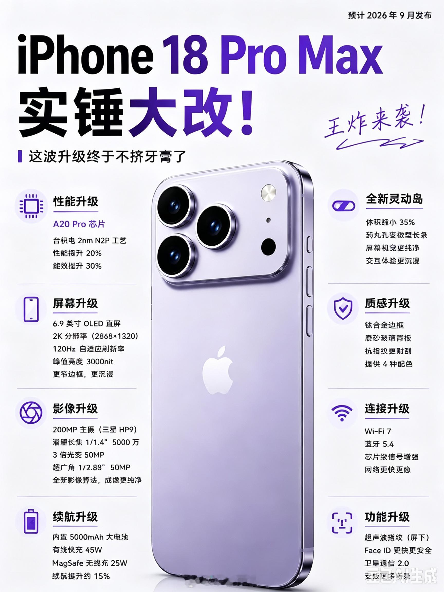 iPhone18ProMax：王炸来袭！这波升级终于不挤牙膏了等了N代，9月终于见真章，这次库克没让
