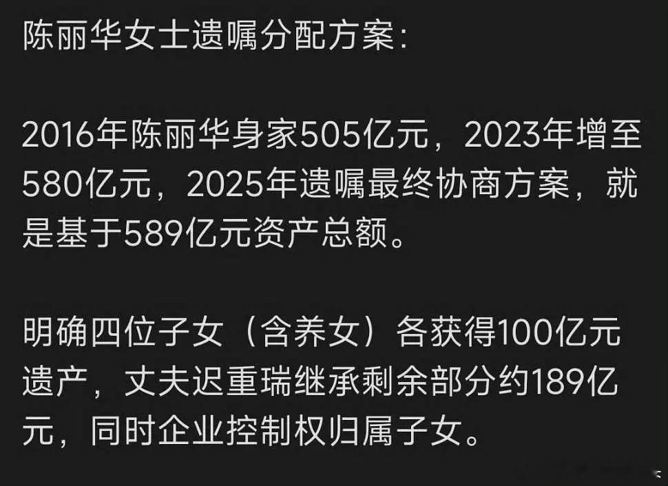 陈丽华真的大气，养女也分到100亿迟重瑞也是真的找到自己的女儿国国王了