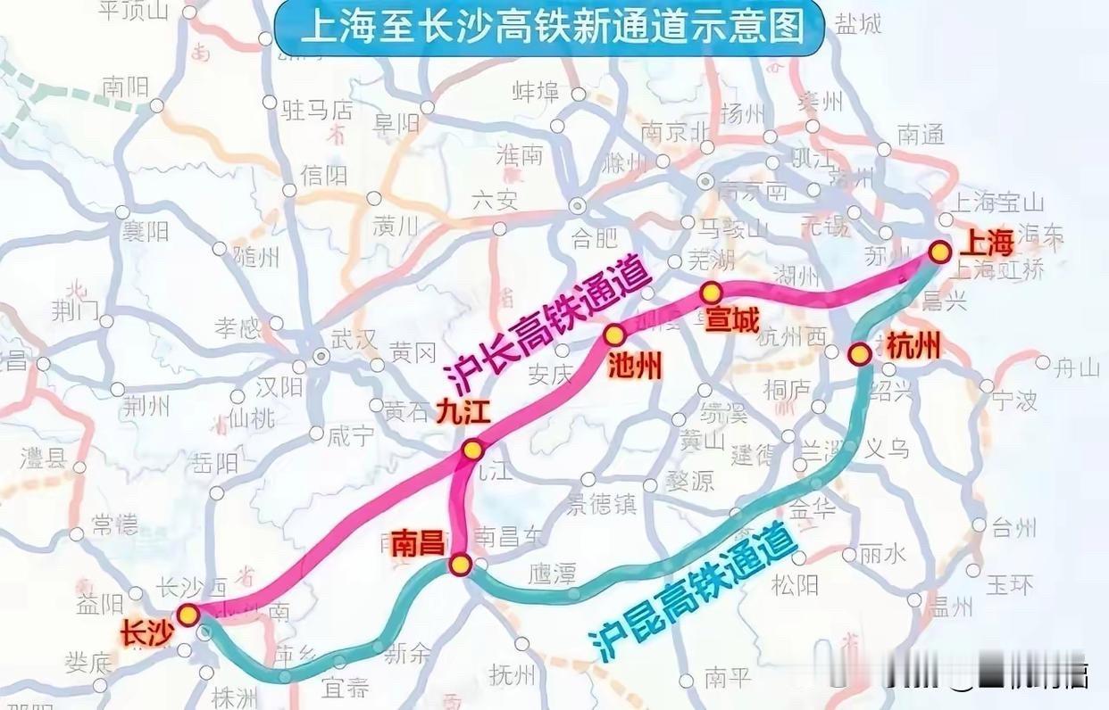 沪昆第二通道，湖南主推长沙到九江，江西主推南昌到九江。其实长沙至上海的高铁通道