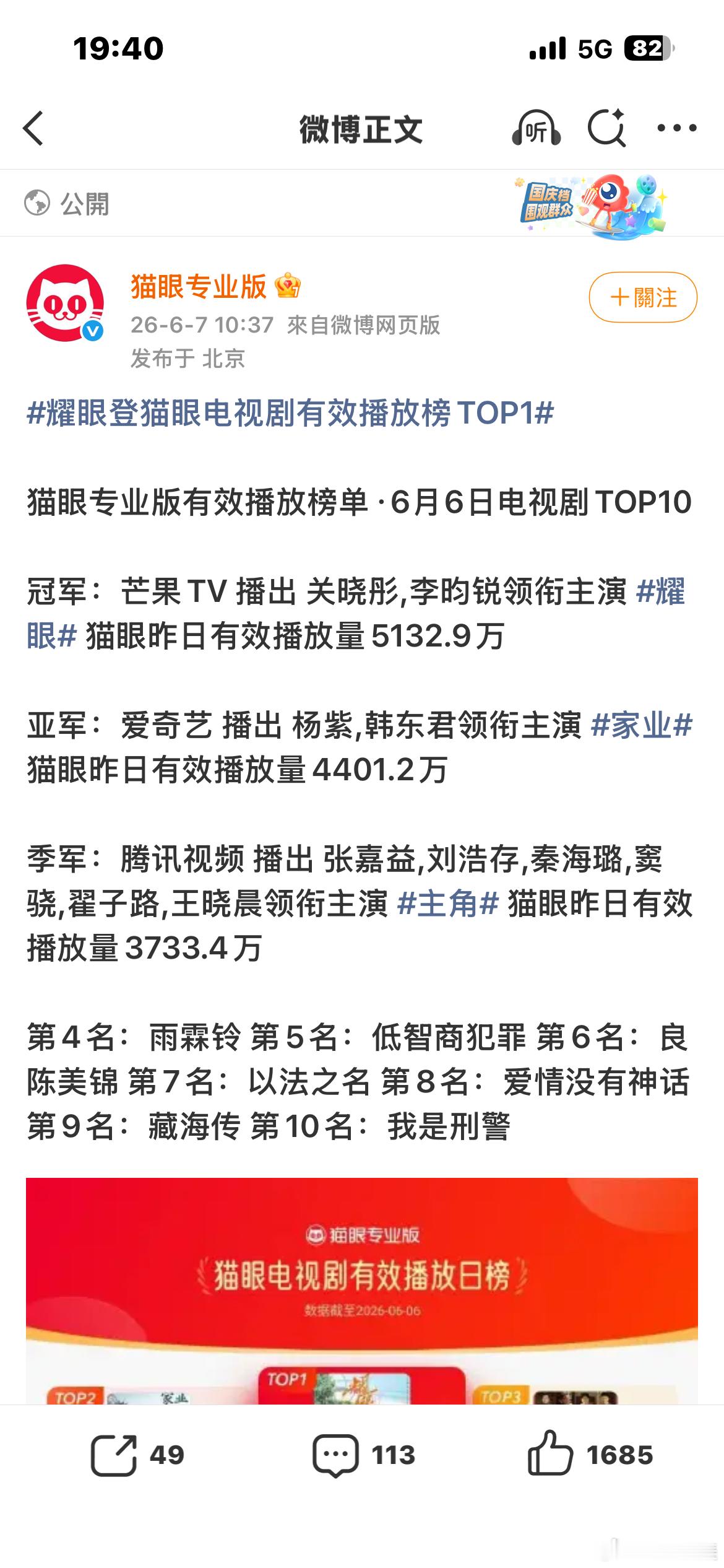 耀眼播到20集了让我觉得最爽的是关注的一些平时说话有点mean的数据博主对这个耀