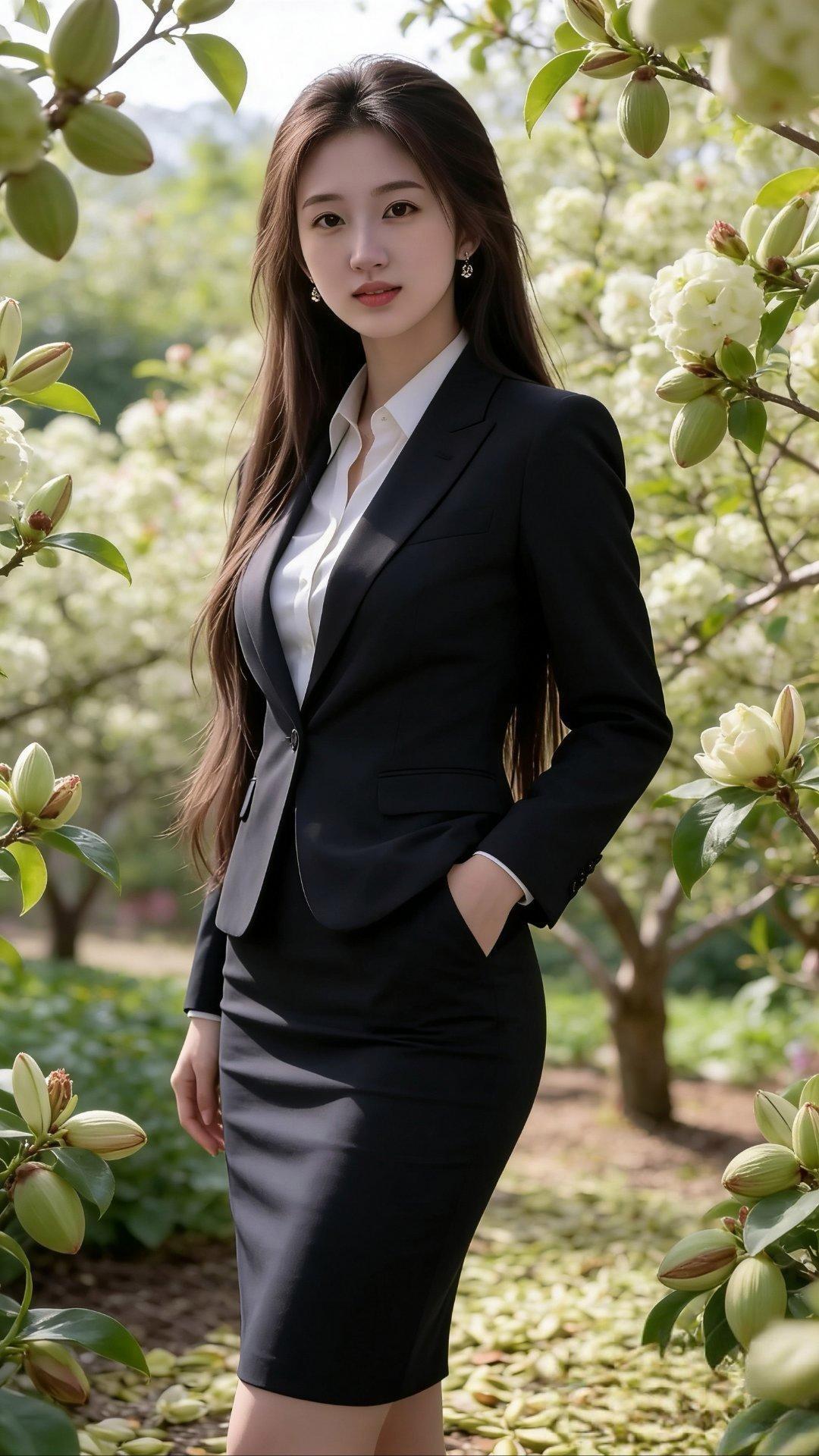 优雅职场风，黑色西装裙，自信满满！💼🌸