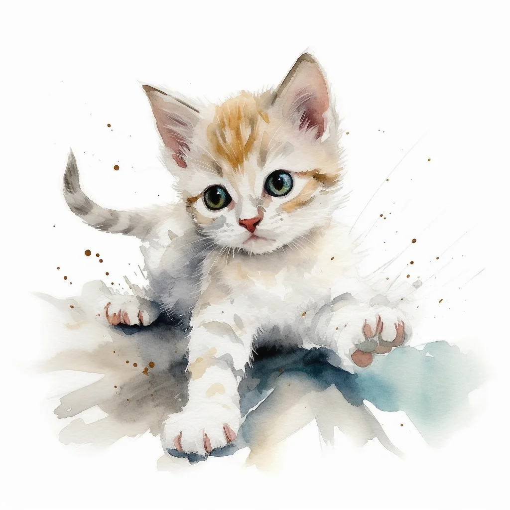 水彩 小猫咪